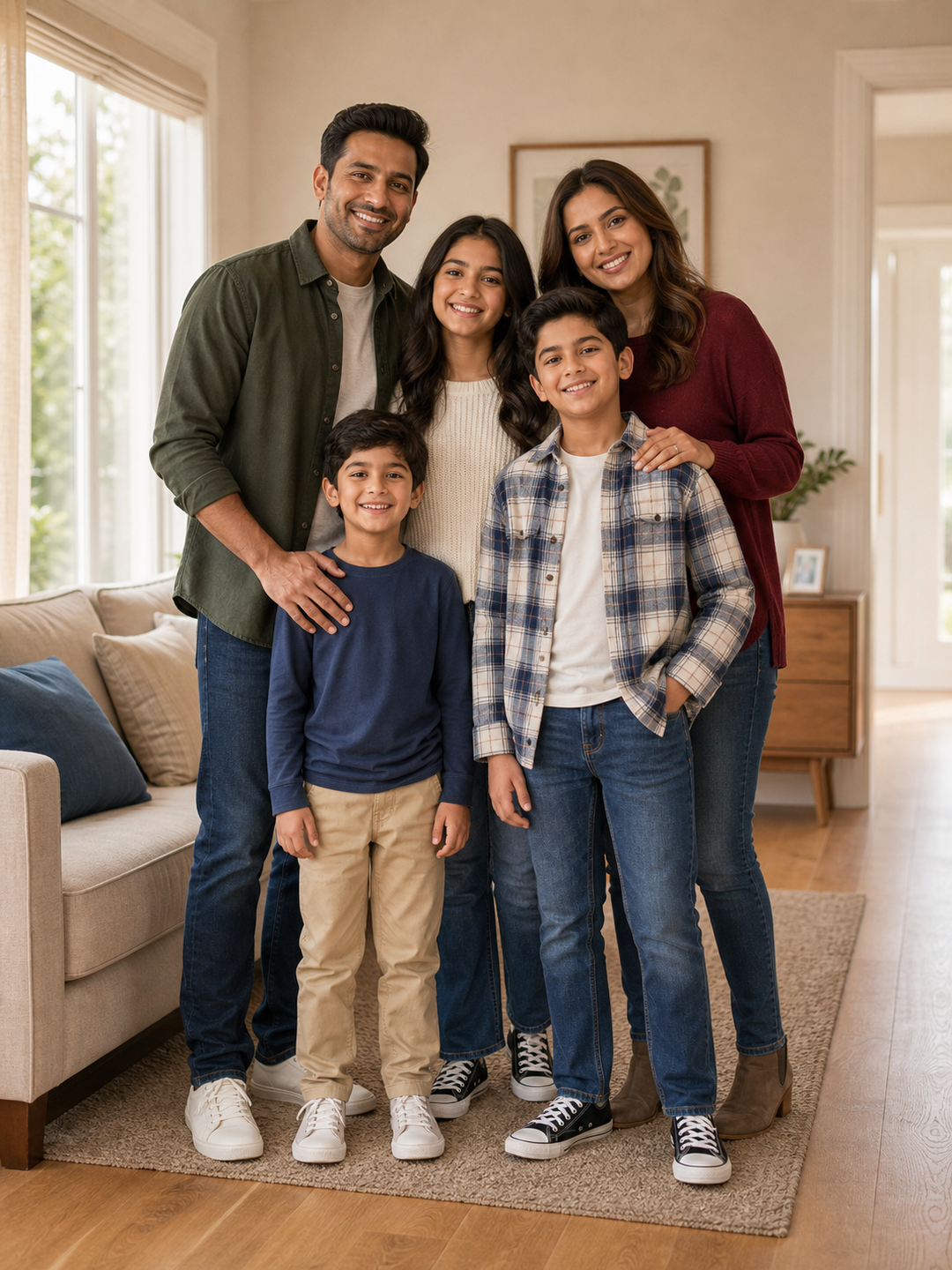 Best Family Picture Poses layered family standing pose reference