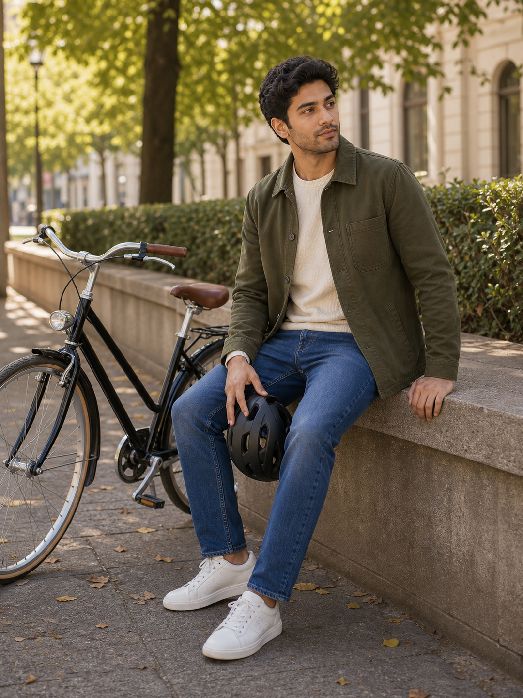 Photo Pose for Bike seated beside bike pose reference