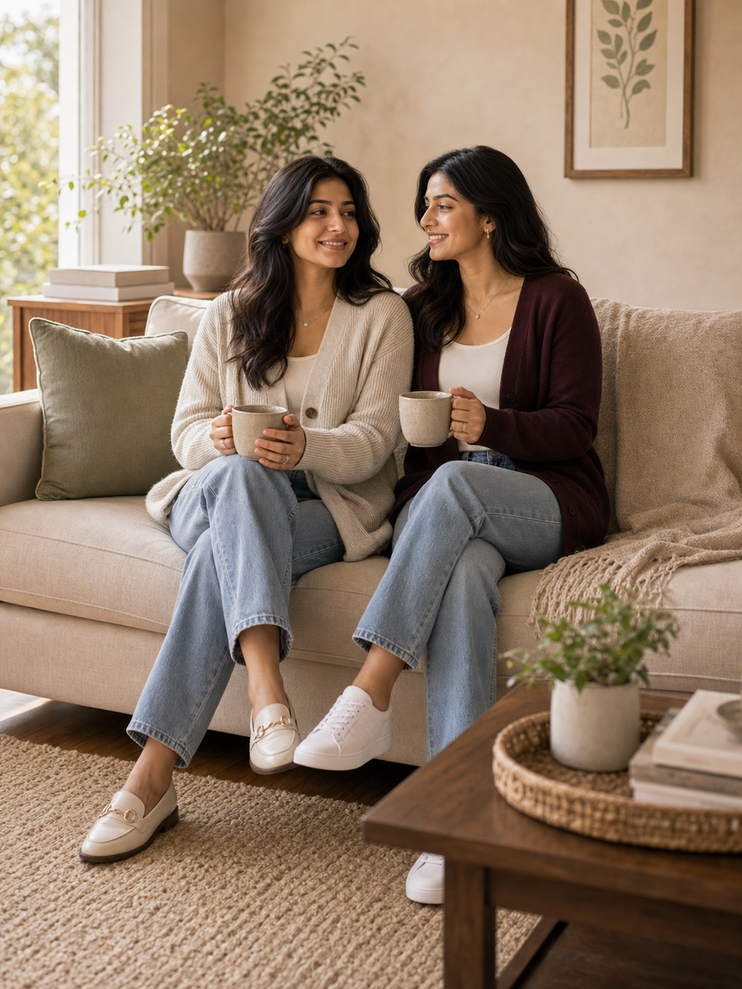 Photo Pose for Sister at Home seated sisters frame pose reference