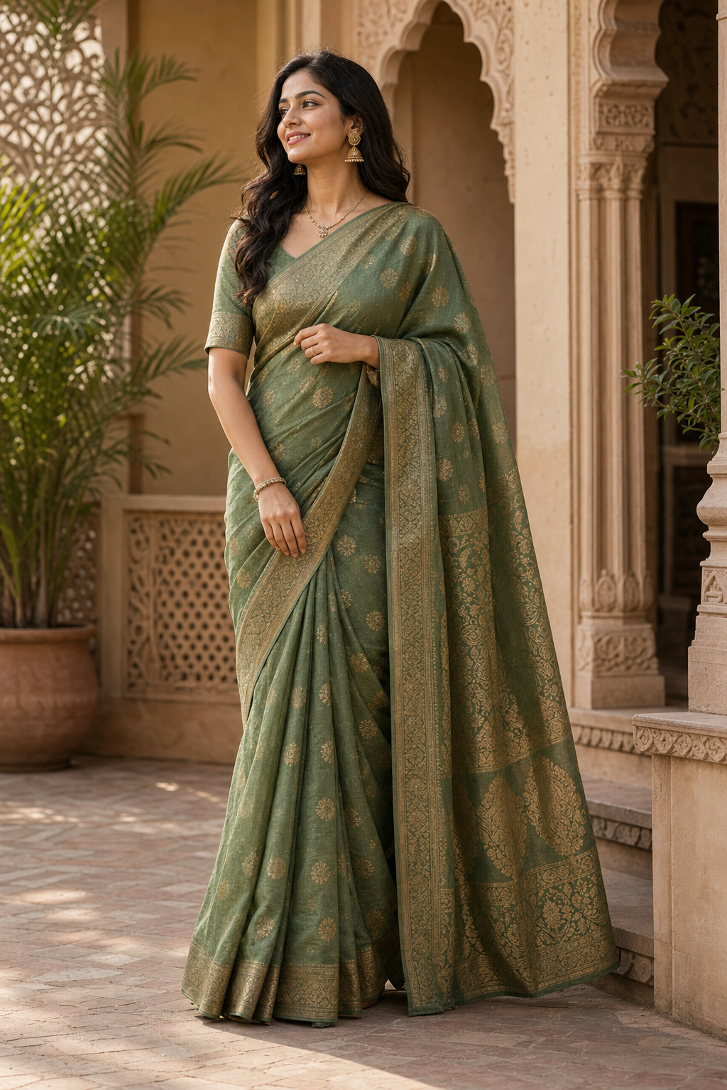 Standing saree pose reference for photo pose for woman in saree