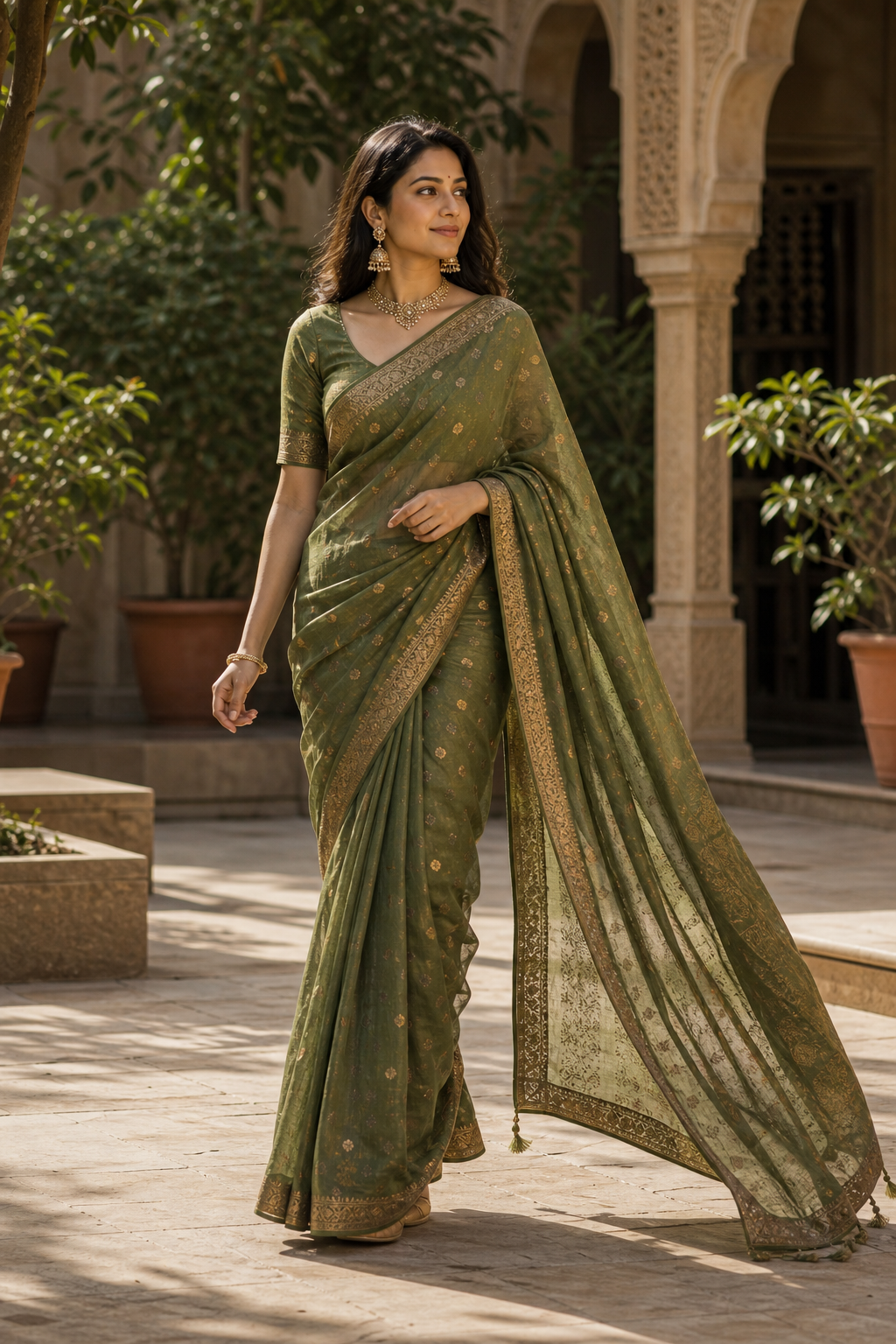 Walking saree pose reference for photo pose for woman in saree