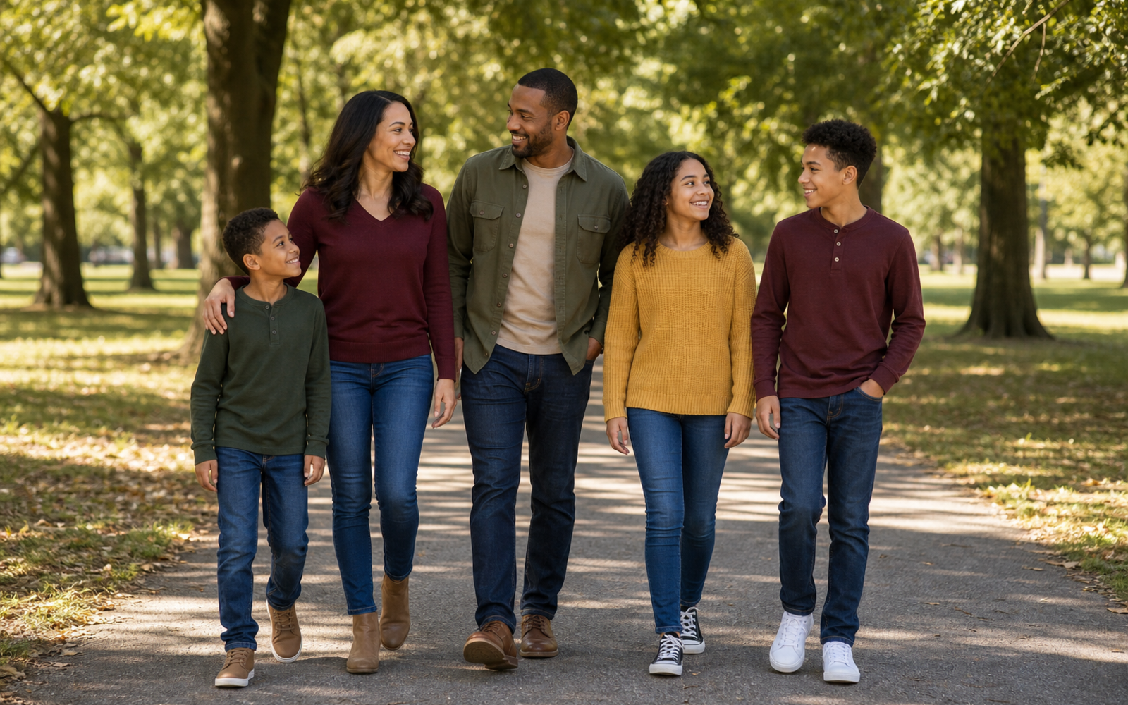 Poses for Family of 5 Standing Up wide standing walk pose reference