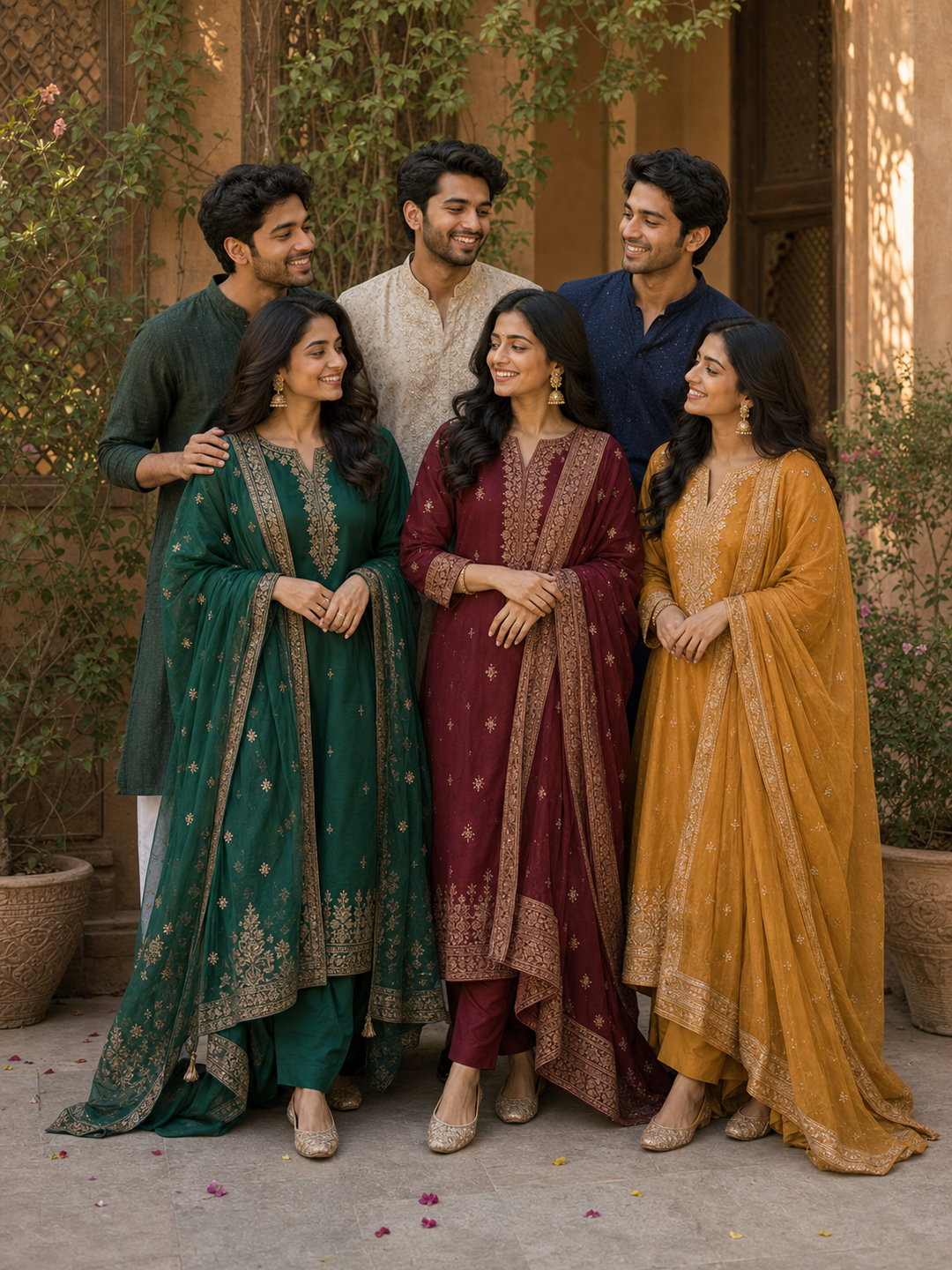 Poses for Friends in Traditional layered group standing pose reference