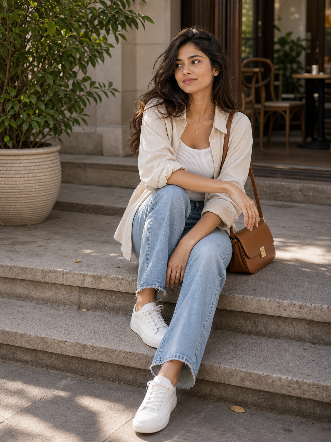 Poses for Girls in Instagram seated social pose pose reference