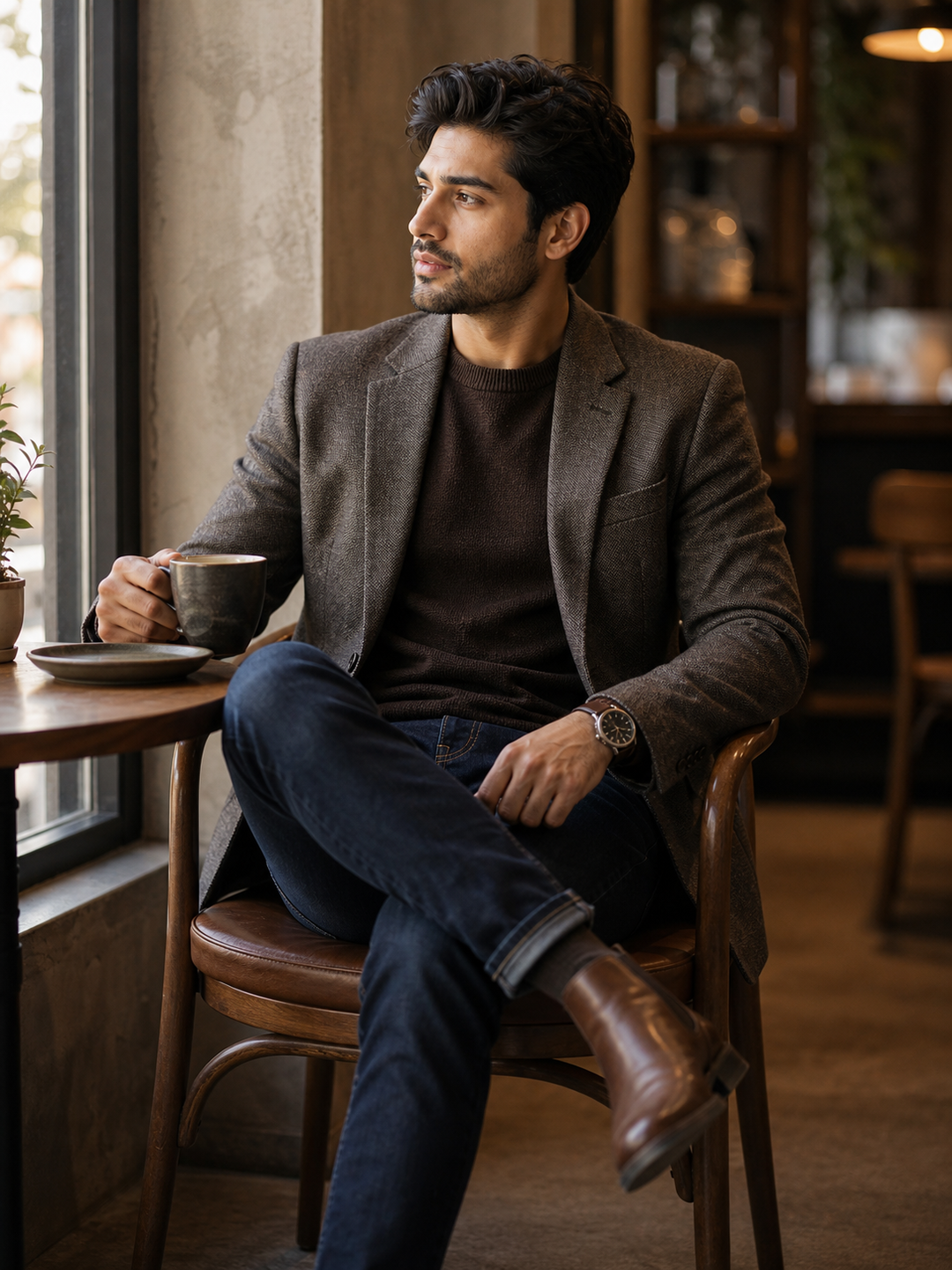 Poses for Instagram Men seated lifestyle frame pose reference