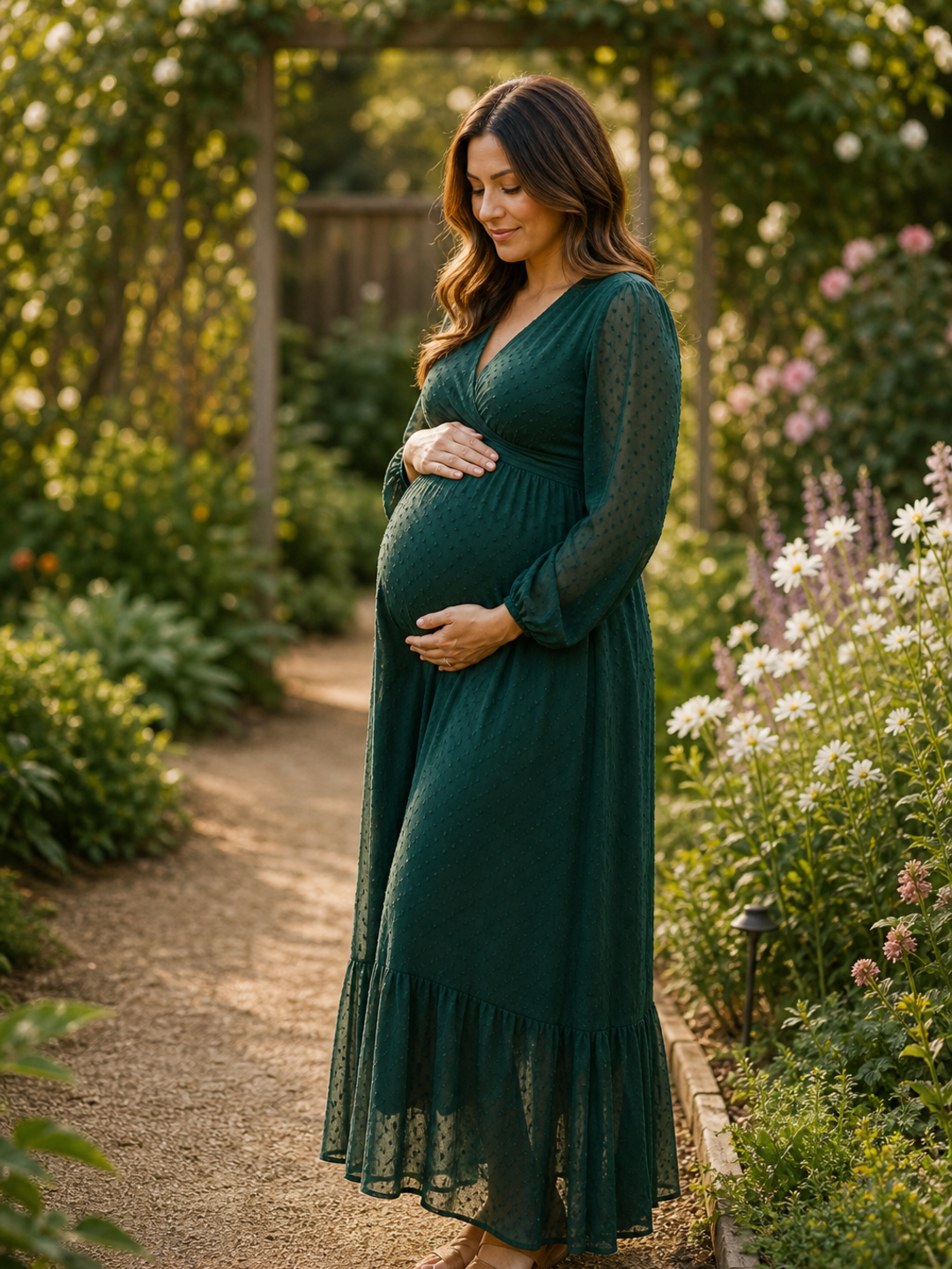 Poses for Outdoor Maternity Photoshoot garden bump stance pose reference