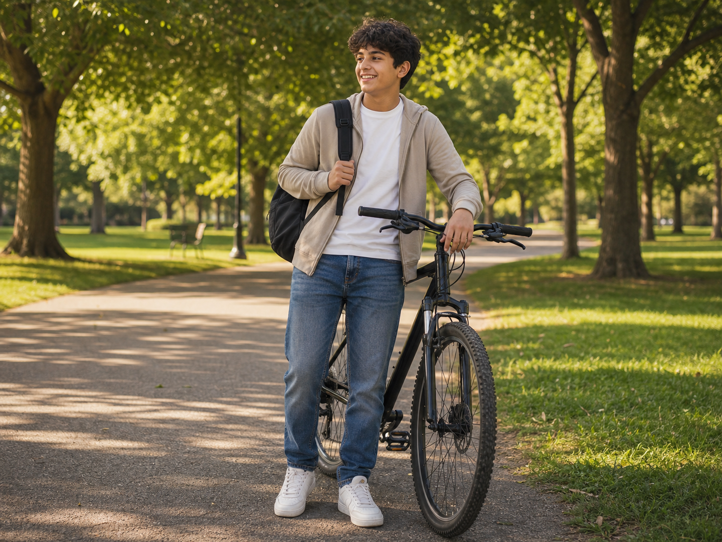 Age-appropriate bike pose reference for photo poses for boys with bike