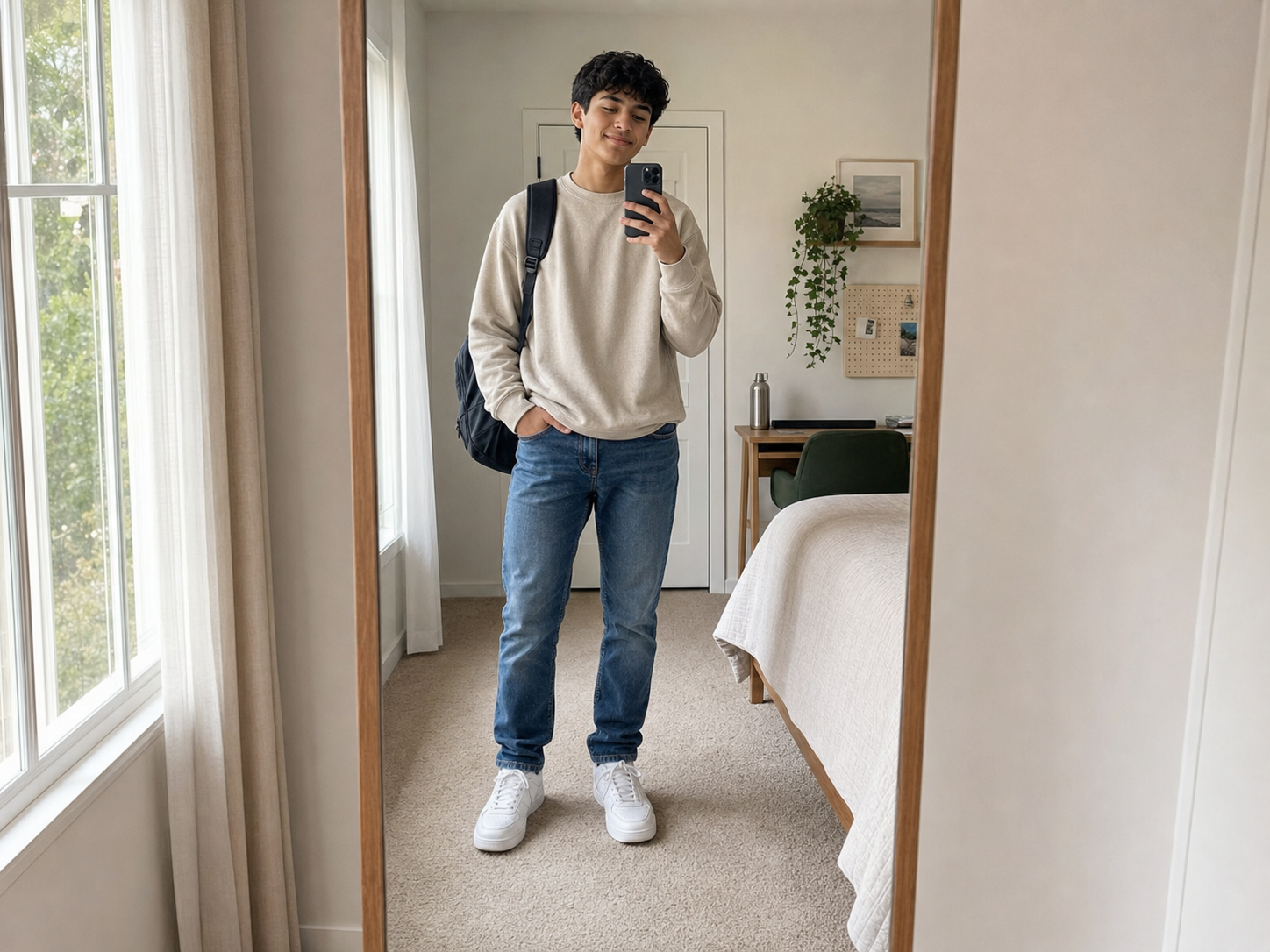 Age-appropriate boys mirror selfie pose reference for photo poses for boys mirror