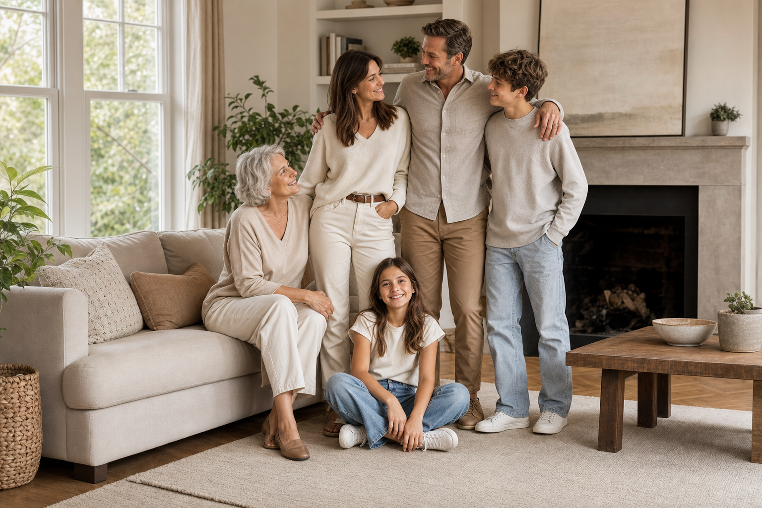 Family home portrait pose reference for family poses for photography