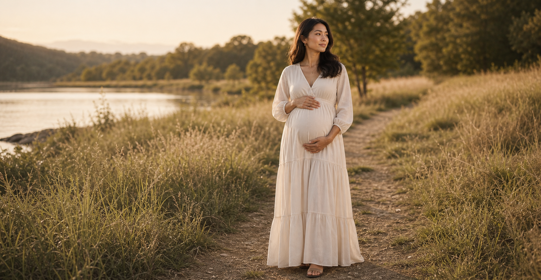 Outdoor maternity standing pose reference